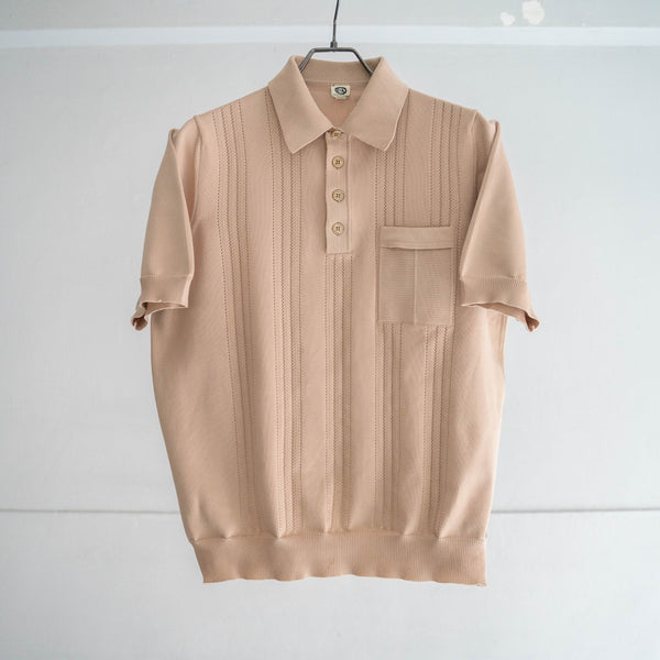 1980s light brown knit polo shirt
