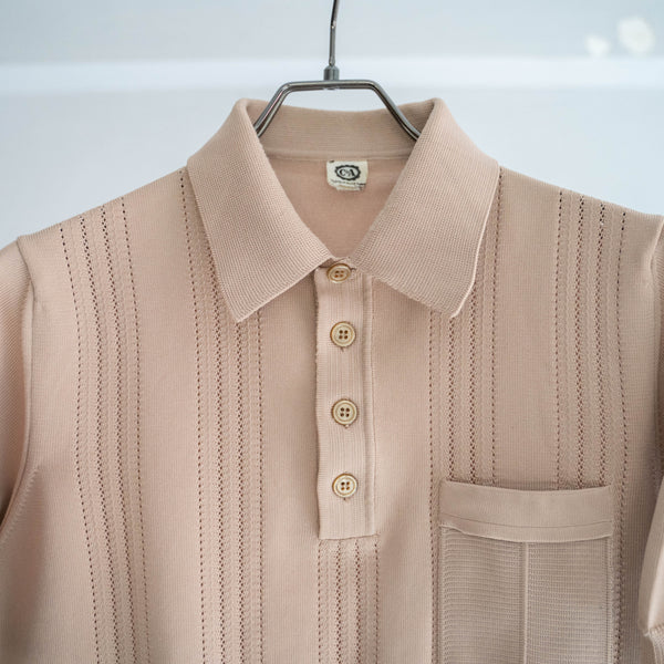 1980s light brown knit polo shirt