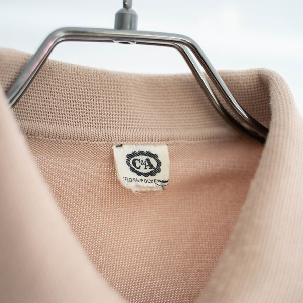 1980s light brown knit polo shirt