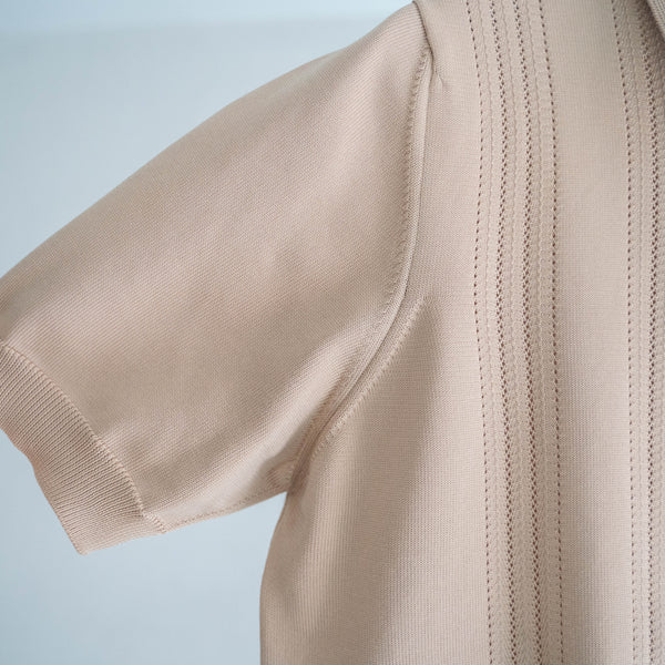 1980s light brown knit polo shirt