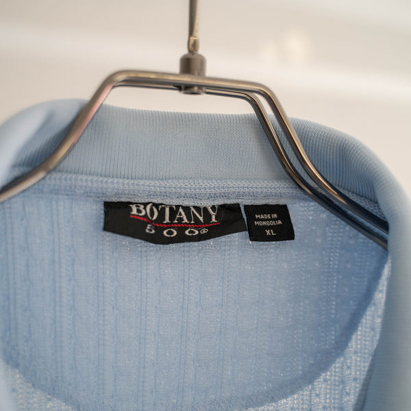 1980-90s ice blue poly 100 knit polo shirt