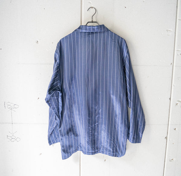 around 1990s Europe navy color stripe pattern pajama shirt