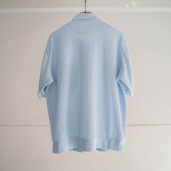 1980-90s ice blue poly 100 knit polo shirt