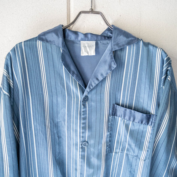 1990-00s Europe blue color stripe pattern pajama shirt