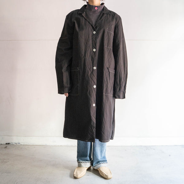 around 1980s Italian military work coat 'black dyed' -dead stock-