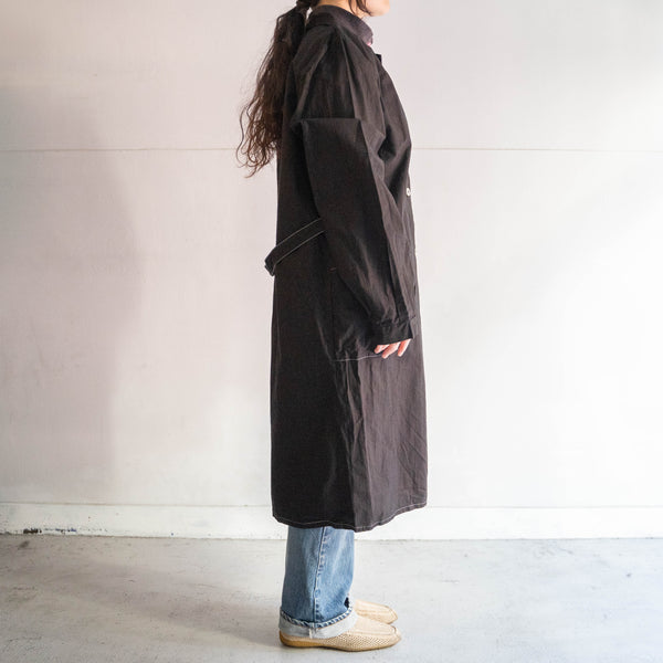 around 1980s Italian military work coat 'black dyed' -dead stock-