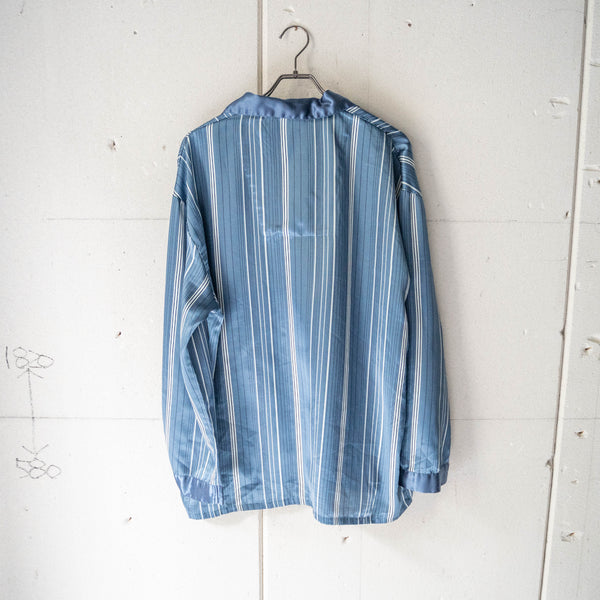 1990-00s Europe blue color stripe pattern pajama shirt