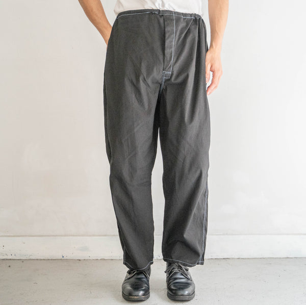 1970-80s German military sky blue stitch pajama pants 'dead stock' -black dyed-