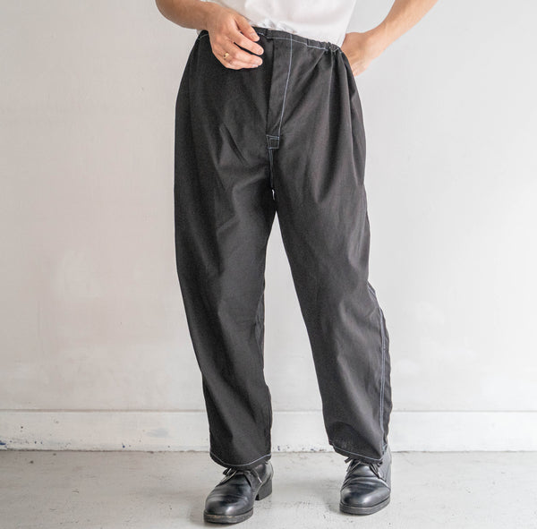 1970-80s German military sky blue stitch pajama pants 'dead stock' -black dyed-