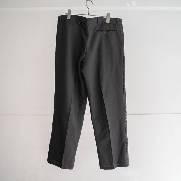 1990s Italian military black color side line dress pants -light weight-