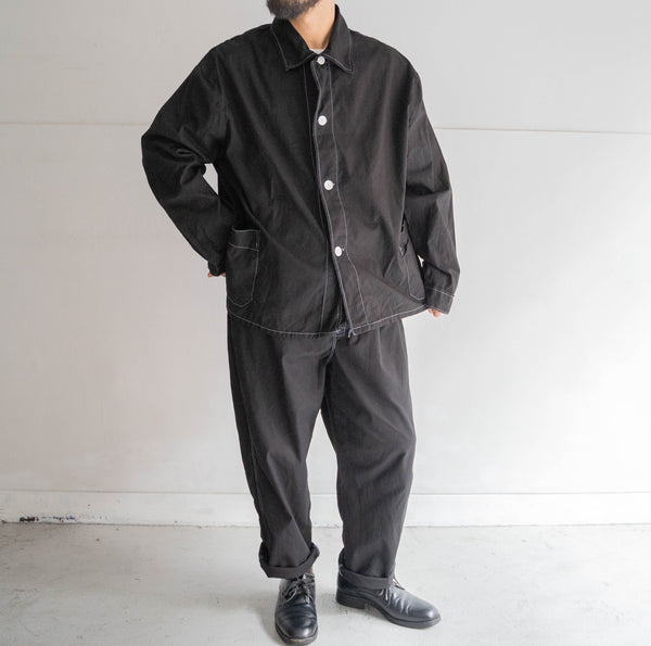 1970-80s German military sky blue stitch pajama shirt 'dead stock' -black dyed-