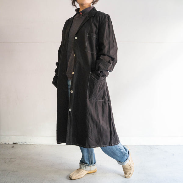 around 1980s Italian military work coat 'black dyed' -dead stock-