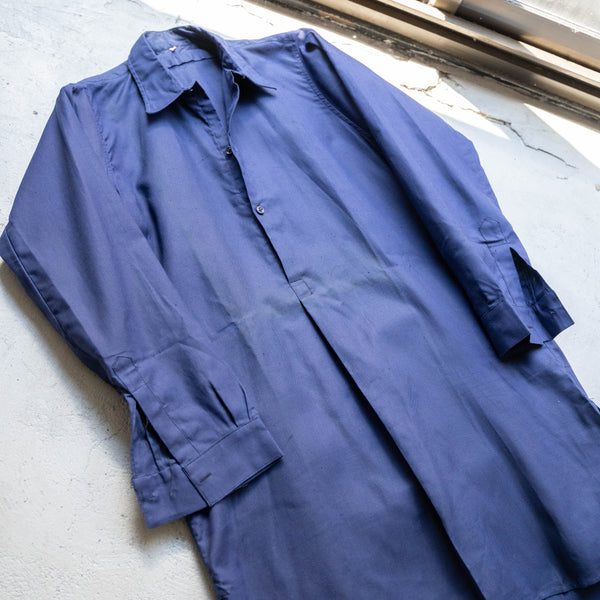 1940s France cotton × linen grandpa shirt 'dead stock'