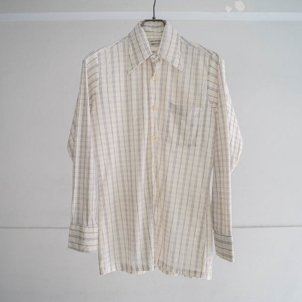 around 1970s VAN HEUSEN white × purple knit dress shirt