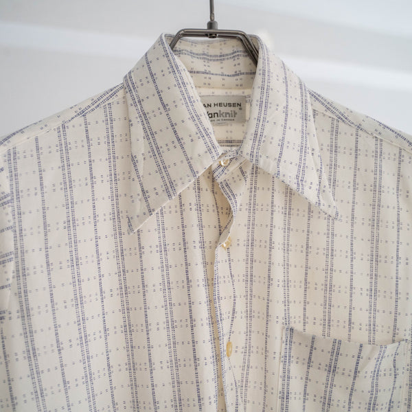 around 1970s VAN HEUSEN white × purple knit dress shirt