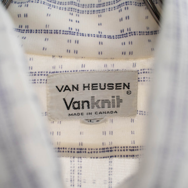 around 1970s VAN HEUSEN white × purple knit dress shirt