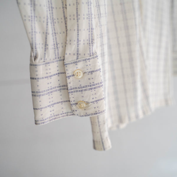 around 1970s VAN HEUSEN white × purple knit dress shirt