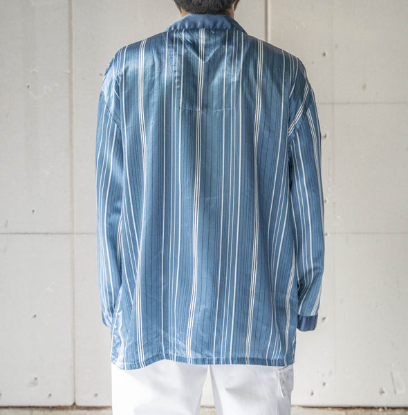 1990-00s Europe blue color stripe pattern pajama shirt