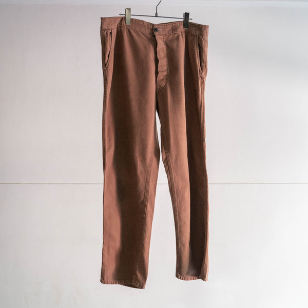 around 1960s France SNCF railway brown color cotton twill work pants