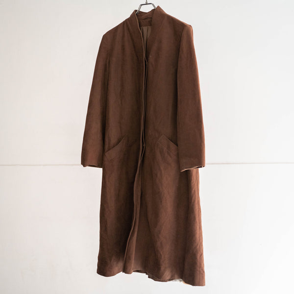 1970-80s USA brown fake suede long HAORI coat