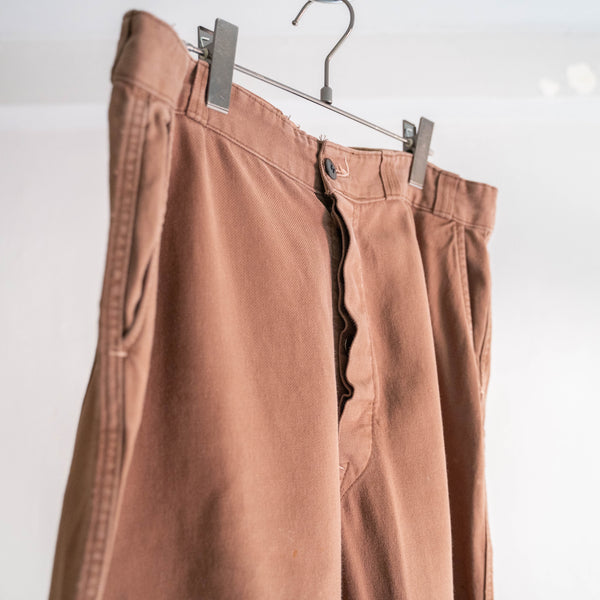 around 1960s France SNCF railway brown color cotton twill work pants