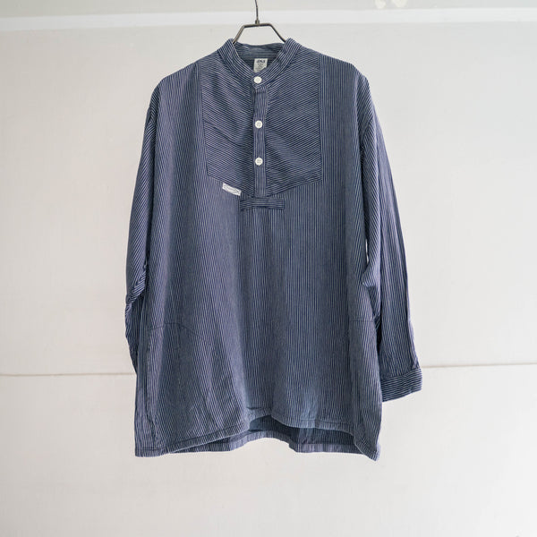 1990-00s Europe blue striped fisherman smock with pockets