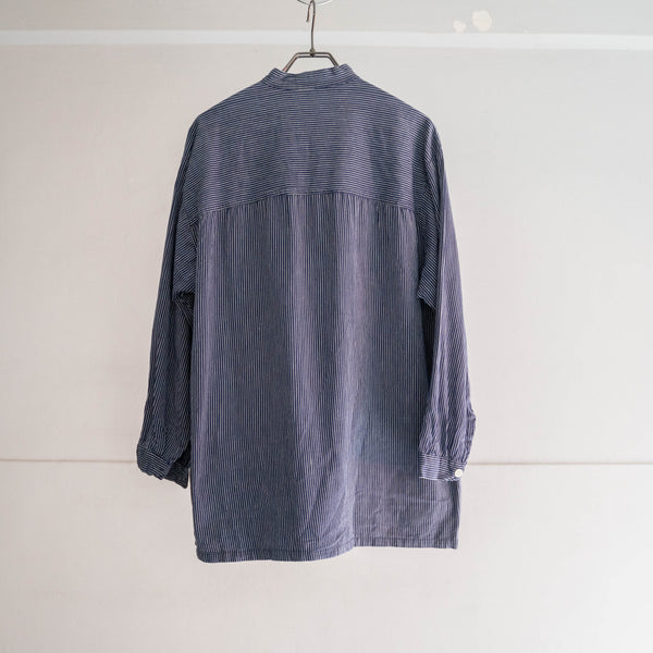 1990-00s Europe blue striped fisherman smock with pockets