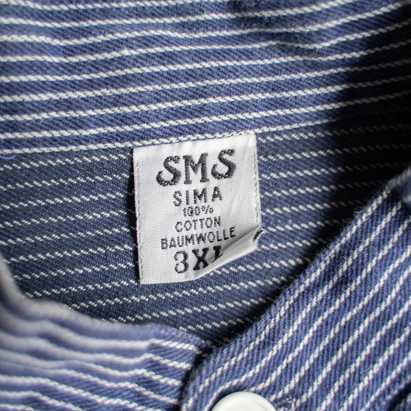 1990-00s Europe blue striped fisherman smock with pockets
