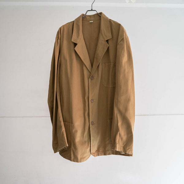1960-70s Italy light brown work coat -big size- 'dead stock'