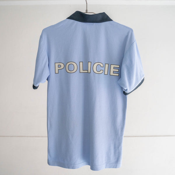 2000s Czech police sky blue color polo shirt