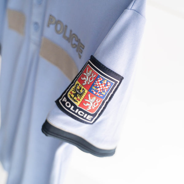 2000s Czech police sky blue color polo shirt