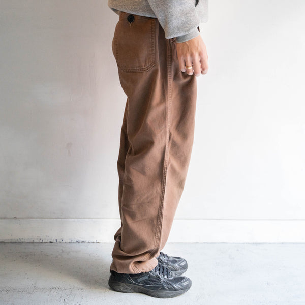 around 1960s France SNCF railway brown color cotton twill work pants