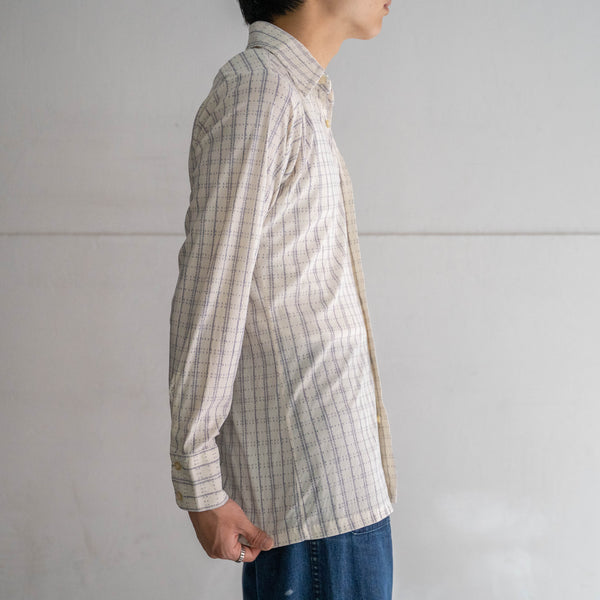 around 1970s VAN HEUSEN white × purple knit dress shirt