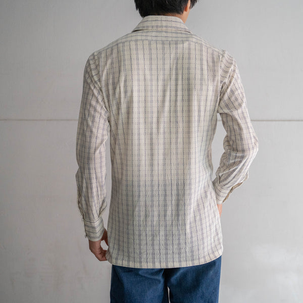 around 1970s VAN HEUSEN white × purple knit dress shirt