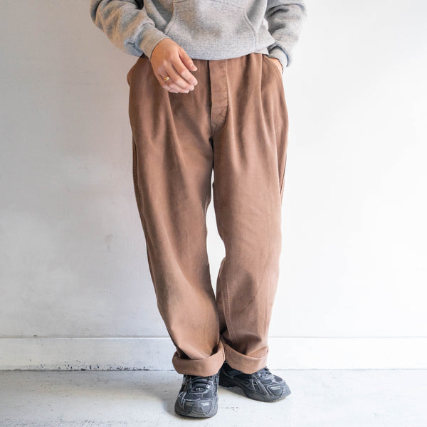 around 1960s France SNCF railway brown color cotton twill work pants