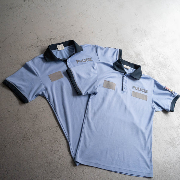 2000s Czech police sky blue color polo shirt