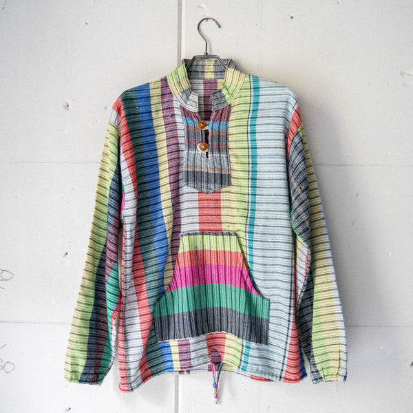 around 1990s cray pattern stand collar knit smock