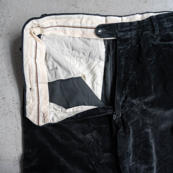 1970-80s Italy black velour tapered pants -great fabric-