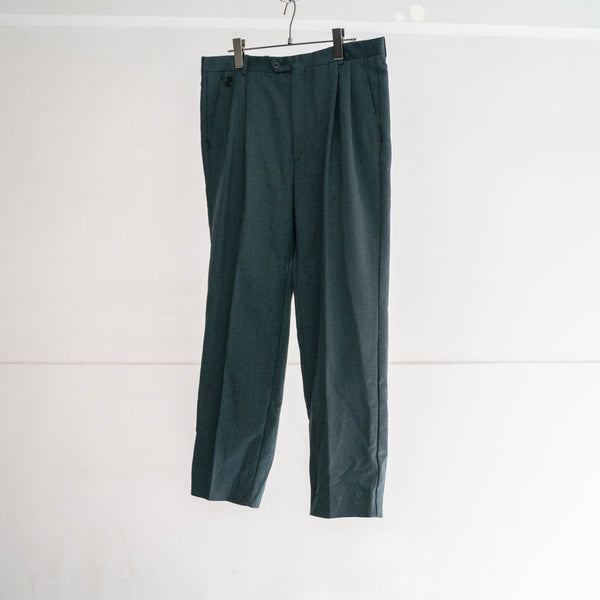 1980s France green chambray 2 tuck slacks