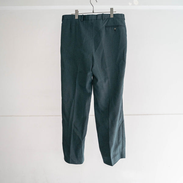 1980s France green chambray 2 tuck slacks