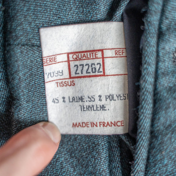1980s France green chambray 2 tuck slacks