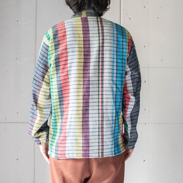 around 1990s cray pattern stand collar knit smock