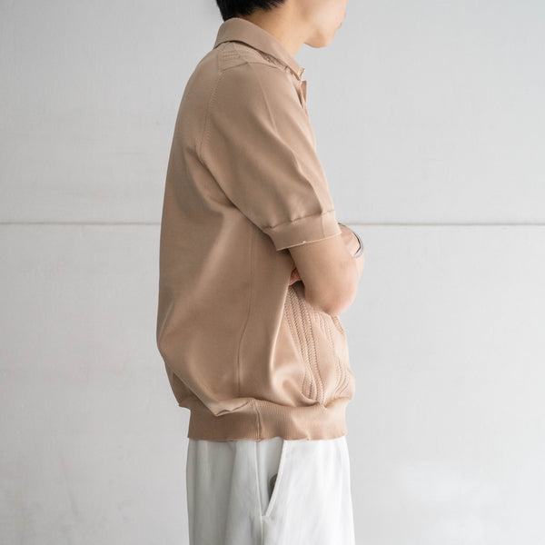 1980s light brown knit polo shirt