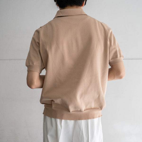 1980s light brown knit polo shirt