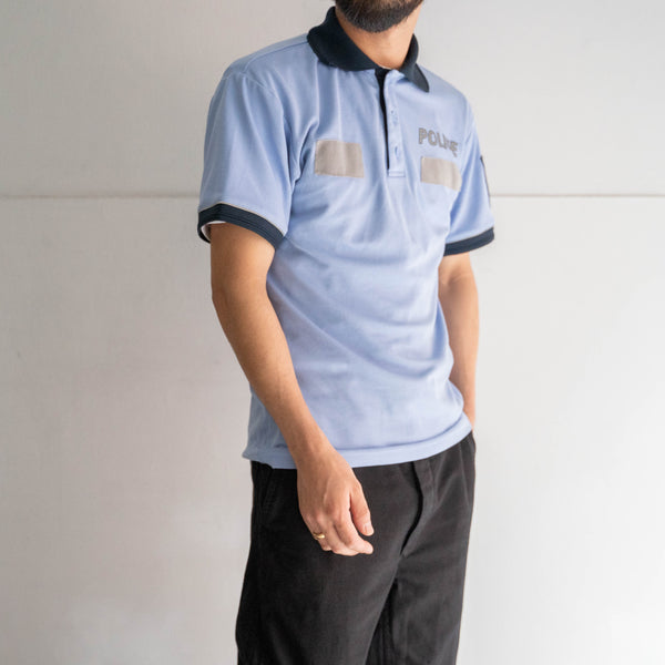 2000s Czech police sky blue color polo shirt