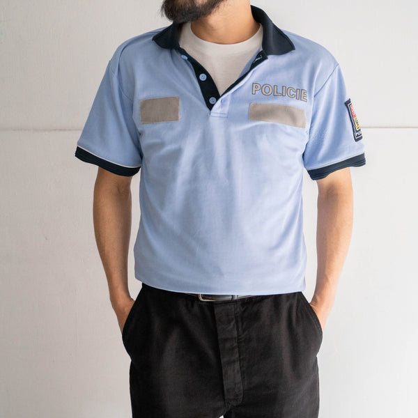 2000s Czech police sky blue color polo shirt