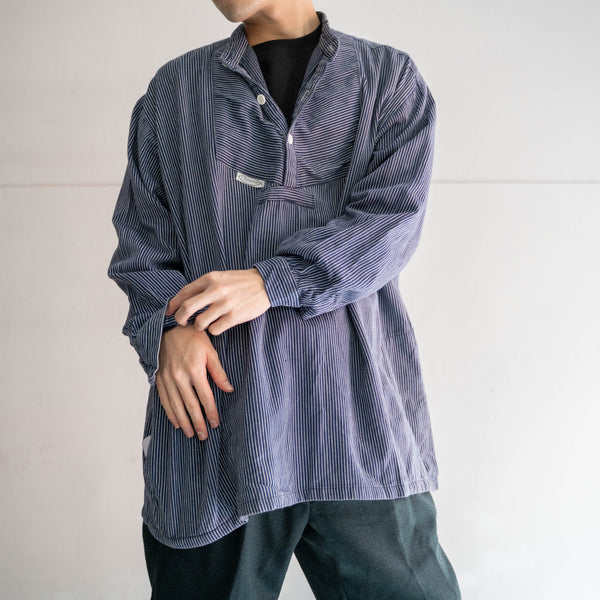 1990-00s Europe blue striped fisherman smock with pockets