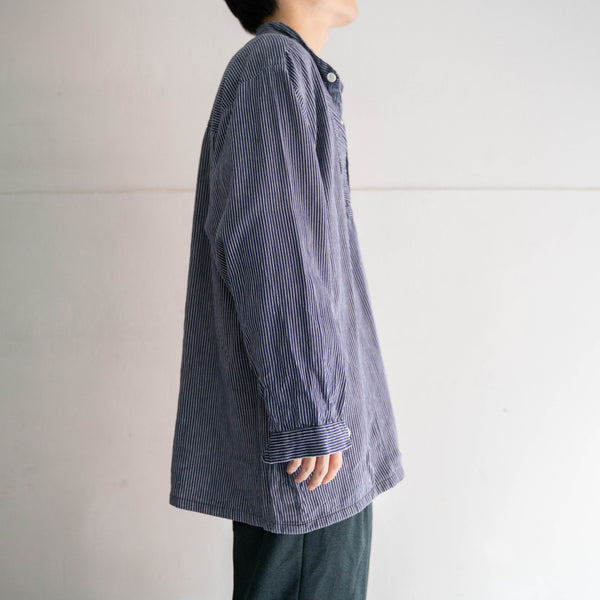 1990-00s Europe blue striped fisherman smock with pockets
