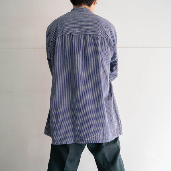 1990-00s Europe blue striped fisherman smock with pockets