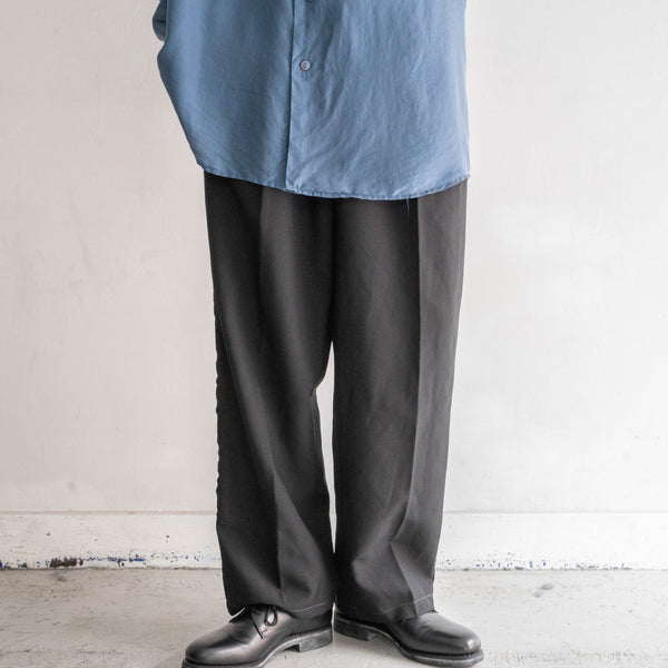 1990s Italian military black color side line dress pants -light weight-